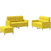 vidaXL Set divano 3 pezzi con cuscini in tessuto giallo chiaro