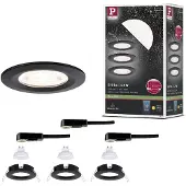 Paulmann Lampada a incasso NOVA, nera, Ø 8 cm, fissa, 2.700 K, confezione da 3