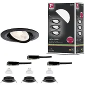Paulmann Lampada a incasso NOVA nera, 8 cm, orientabile, 2.700 K, set da 3