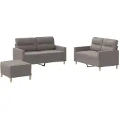 vidaXL Set di divani 3 pezzi con cuscini in tessuto Taupe