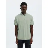Selected Camicia Polo In Maglia Uomini Aqua Gray M