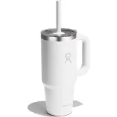 Hydroflask Travel Tumbler Clear Lid Bicchiere isolante (710 ml, bianco/grigio)