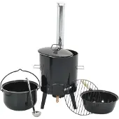 vidaXL Bollitore per gulasch con uscita fumi e coperchio in acciaio smaltato nero