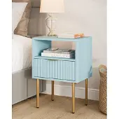 Sonstiges Comodino con ripiano aperto e cassetto, Moderno, Blu