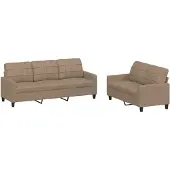 Syfax Set di Divani 2 pz con Cuscini cappuccino in Pelle finta