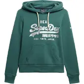 Superdry per donna. W2012569A Felpa con cappuccio Metallic verde (XL), Casual, Cotone
