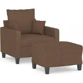 vidaXL Poltrona con sgabello marrone 60 cm in tessuto