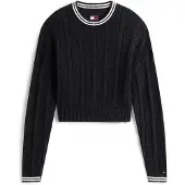 Tommy Hilfiger Boxy Flag Cable Sweater Black Taglia: L | Maglioni a maglia Outlet | Donna | Nero