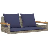 vidaXL Panchina sospesa con cuscini , grigia, 109x62x40 cm, in polyrattan