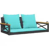 vidaXL Panca sospesa con cuscini Nero 109x62x40 cm Poly Rattan