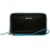 Piquadro Quadrato Blu Nero Donna — Portafoglio in Pelle