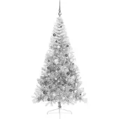 vidaXL Albero di Natale artificiale preilluminato argento 210 cm PET