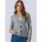 TeeShoppen Giacchetta ' Knitted Cardigan ' grigio