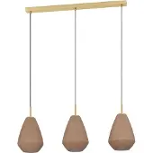 Eglo Lampada a sospensione Caprarola, lunghezza 90 cm, color sabbia, a 3 luci,