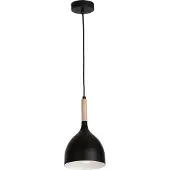 Luminex Lampada a sospensione Noak, nero/legno naturale, Ø 17 cm