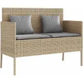 vidaXL Panchina da giardino con cuscini Beige Poly Rattan
