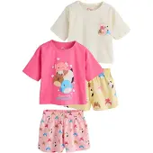 Next Set di biancheria beige chiaro / limone / rosa / pitaya