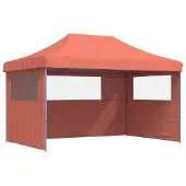 Syfax Tendone per Feste Pieghevole Pop-Up con 3 Pareti Terracotta