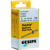 Gesipa Blindniete Mini-Pack 100 Stück 3mm, Scherkraft 700 N, Zugkraft 900 N