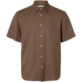 Selected Camicia In Misto Lino Uomini Marrone S