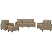 Syfax Set di Divani 4 pz con Cuscini cappuccino in Pelle finta