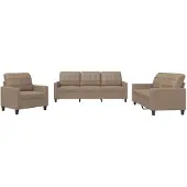 Syfax Set di Divani 3 pz con Cuscini cappuccino in Pelle finta