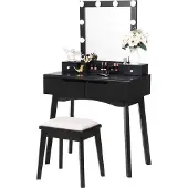 OEM Toeletta con illuminazione e cassetti, nera
