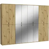 Meublorama Armadio BODITE – 16 porte con specchi – Rovere chiaro