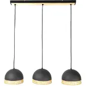 LINDBY Lonnaris sospensione, rattan, nero, 3 luci