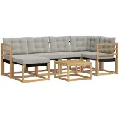 vidaXL Set da salotto da esterno, 7 pezzi, bianco e grigio chiaro