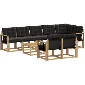 vidaXL Set da salotto da esterno, 9 pezzi, bianco e nero
