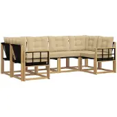 vidaXL Set di divani da esterno, 6 pezzi, bianco e beige