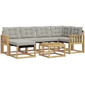 vidaXL Set da salotto da esterno, 7 pezzi, bianco e grigio chiaro