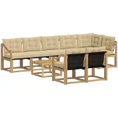 vidaXL Set da salotto da esterno , 9 pezzi, bianco e beige