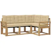 vidaXL Set di divani da esterno, 4 pezzi, bianco e beige