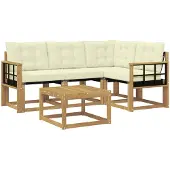 vidaXL Set da salotto da esterno , 5 pezzi, bianco e crema