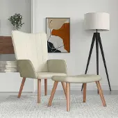 Prolenta Maison Exclusive - Poltrona relax con poggiapiedi in velluto bianco crema