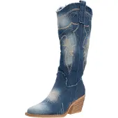 Salinyang Stivale da cowboy beige / blu scuro