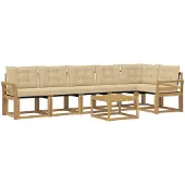 vidaXL Set da salotto da esterno , 7 pezzi, bianco e beige