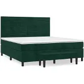 vidaXL Letto a molle con materasso verde scuro 160x200 cm in velluto