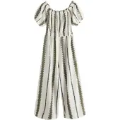 Next Tuta jumpsuit crema / oliva / nero
