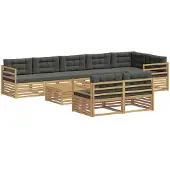 vidaXL Set da salotto da esterno, 9 pezzi, bianco e antracite