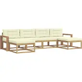 vidaXL Set di divani da esterno, 6 pezzi, bianco e crema