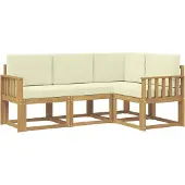 vidaXL Set di divani da esterno, 4 pezzi, bianco e crema