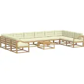vidaXL Set da salotto da esterno , 11 pezzi, bianco e crema