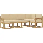 vidaXL Set di divani da esterno, 5 pezzi, bianco e beige