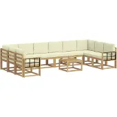 vidaXL Set da salotto da esterno , 11 pezzi, bianco e crema