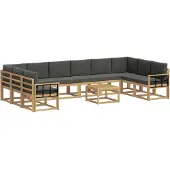vidaXL Set da salotto da esterno, 11 pezzi, bianco e antracite