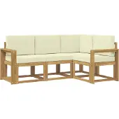 vidaXL Set di divani da esterno, 4 pezzi, bianco e crema