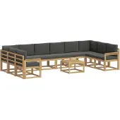 vidaXL Set da salotto da esterno, 11 pezzi, bianco e antracite